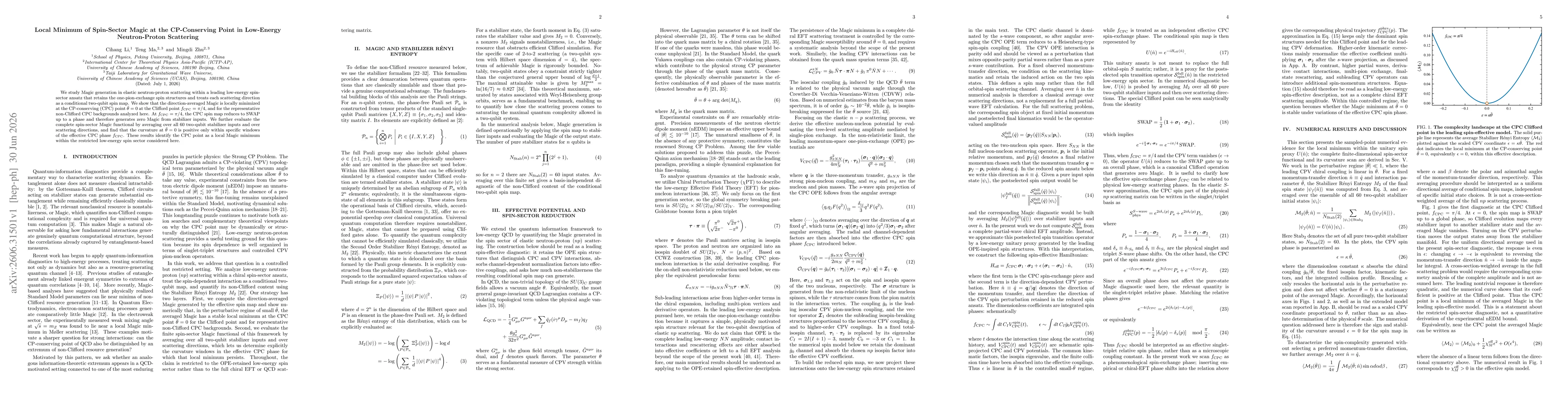 Thumbnail for Local Minimum of Spin-Sector Magic at the CP-Conserving Point in Low-Energy Neutron-Proton Scattering
