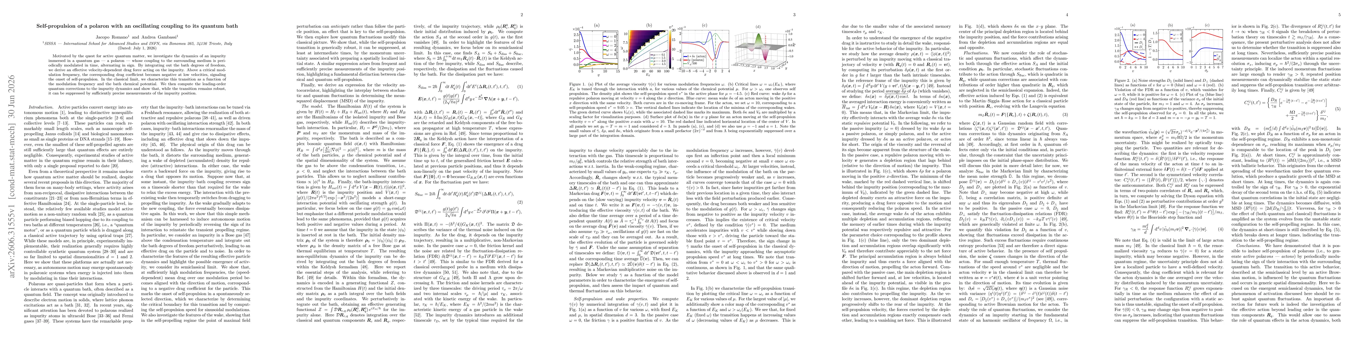 Thumbnail for Self-propulsion of a polaron with an oscillating coupling to its quantum bath