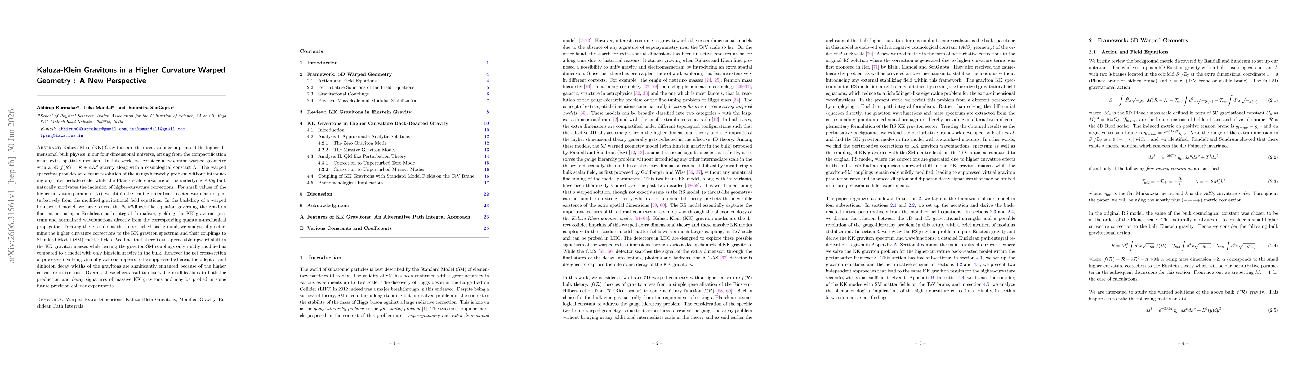 Thumbnail for Kaluza-Klein Gravitons in a Higher Curvature Warped Geometry : A New Perspective