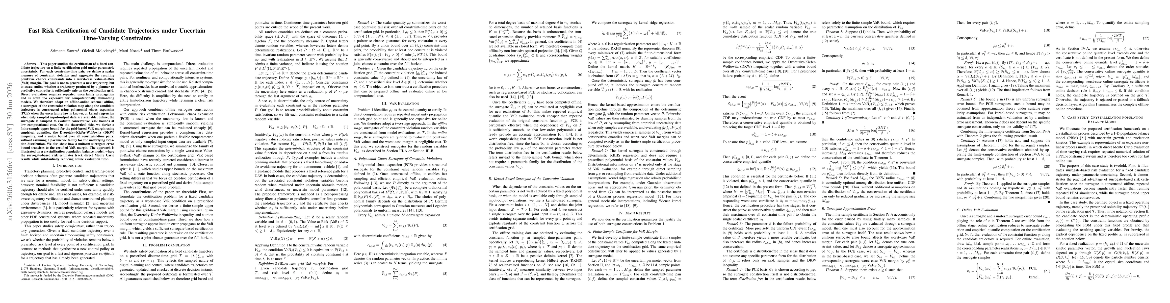 Thumbnail for Fast Risk Certification of Candidate Trajectories under Uncertain Time-Varying Constraints