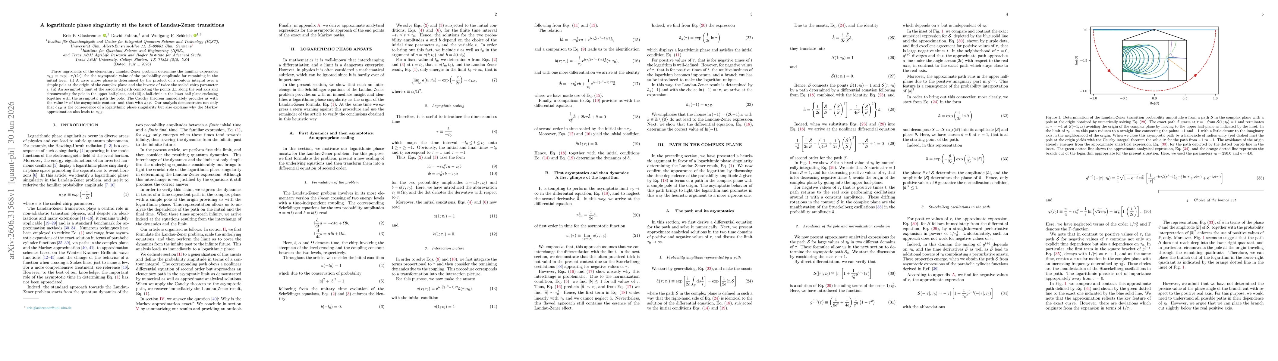 Thumbnail for A logarithmic phase singularity at the heart of Landau-Zener transitions