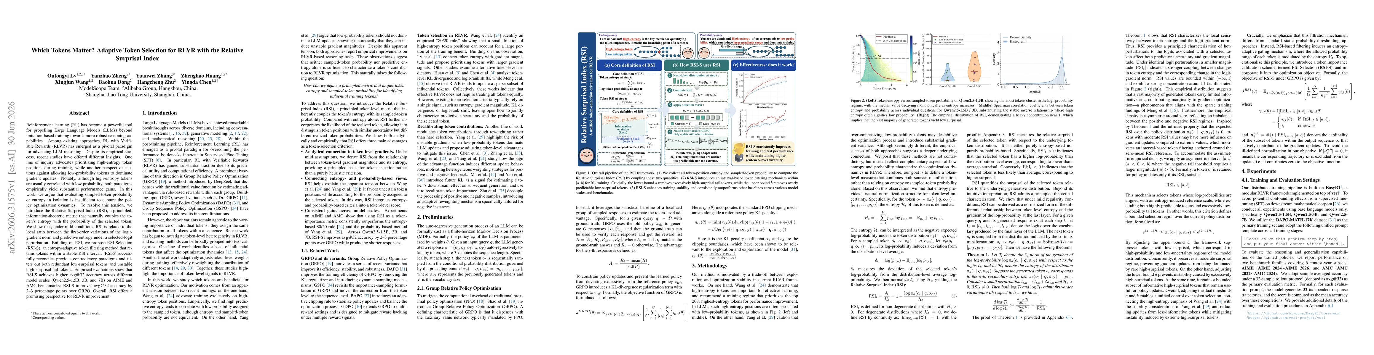 Thumbnail for Which Tokens Matter? Adaptive Token Selection for RLVR with the Relative Surprisal Index