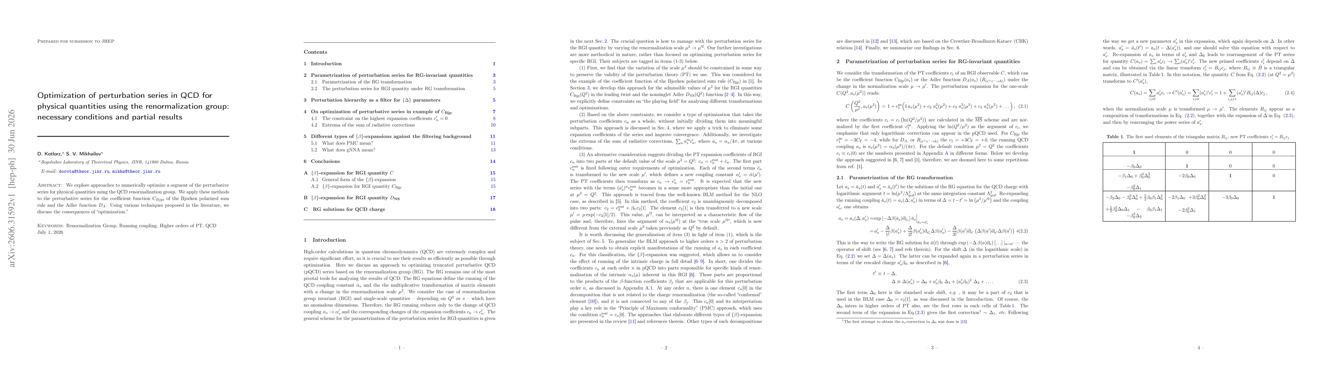 Thumbnail for Optimization of perturbation series in QCD for physical quantities using the renormalization group: necessary conditions and partial results