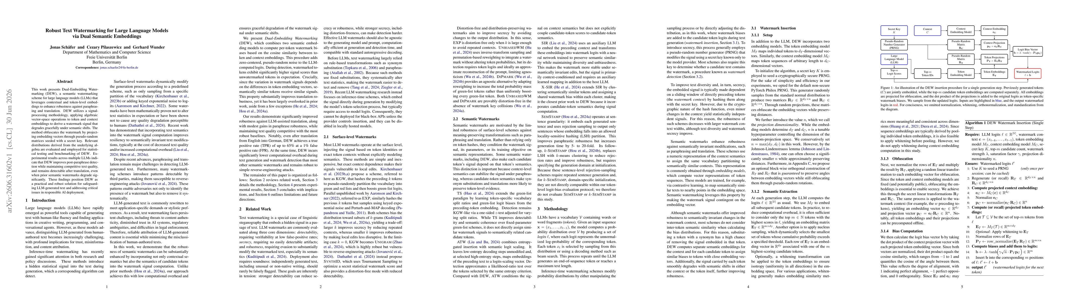 Thumbnail for Robust Text Watermarking for Large Language Models via Dual Semantic Embeddings