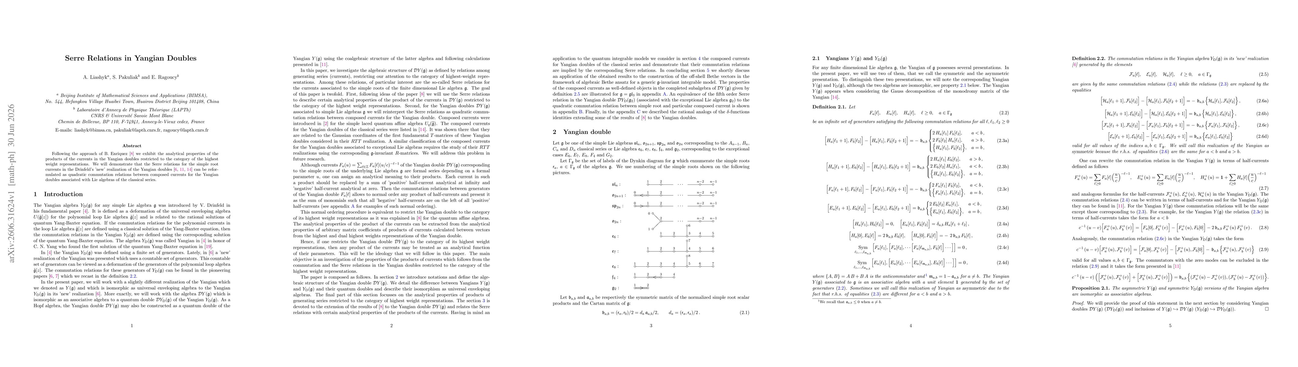 Thumbnail for Serre Relations in Yangian Doubles