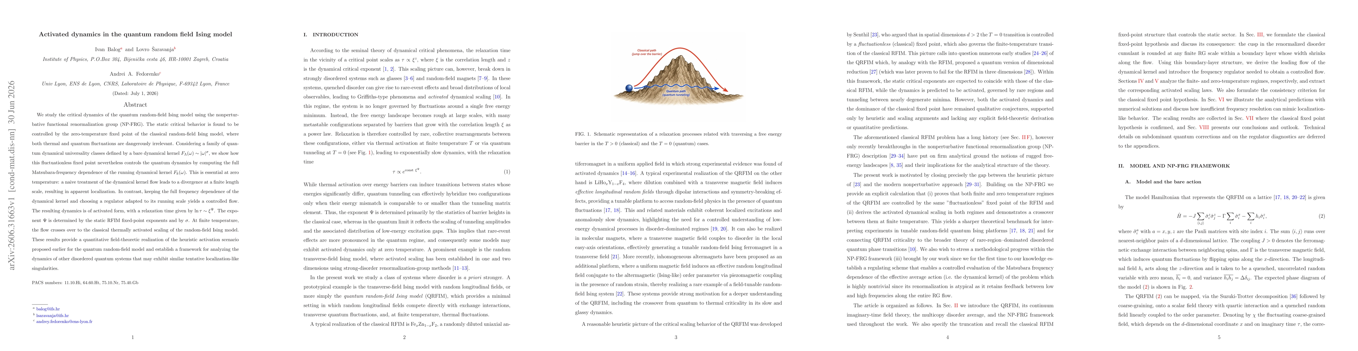 Thumbnail for Activated dynamics in the quantum random field Ising model