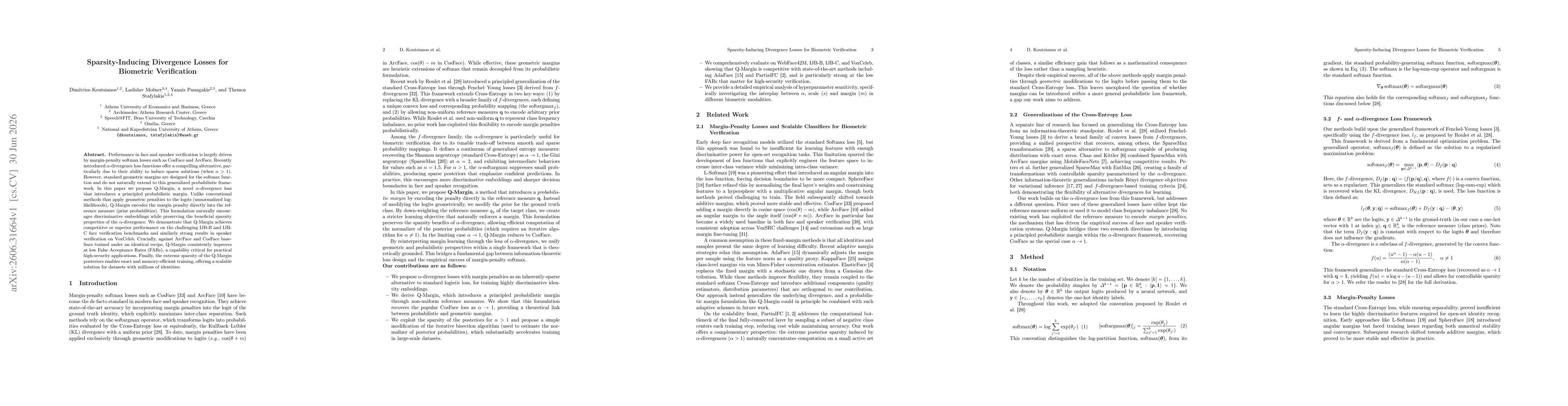 Thumbnail for Sparsity-Inducing Divergence Losses for Biometric Verification