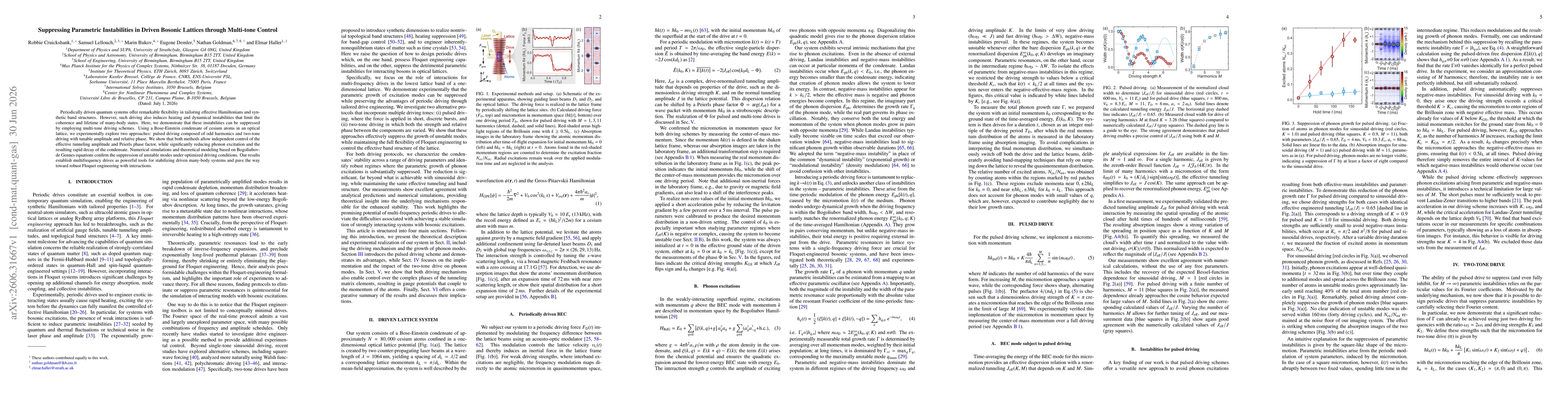 Thumbnail for Suppressing Parametric Instabilities in Driven Bosonic Lattices through Multi-tone Control