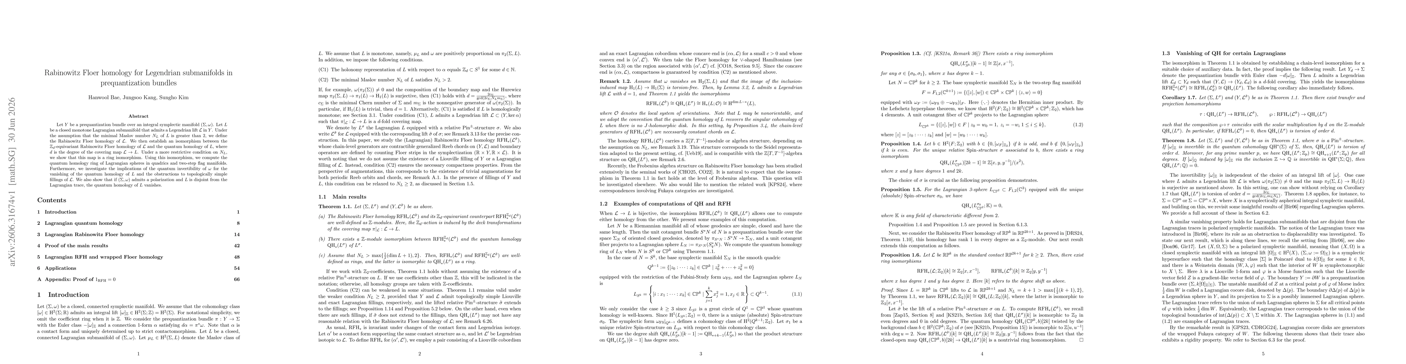 Thumbnail for Rabinowitz Floer homology for Legendrian submanifolds in prequantization bundles