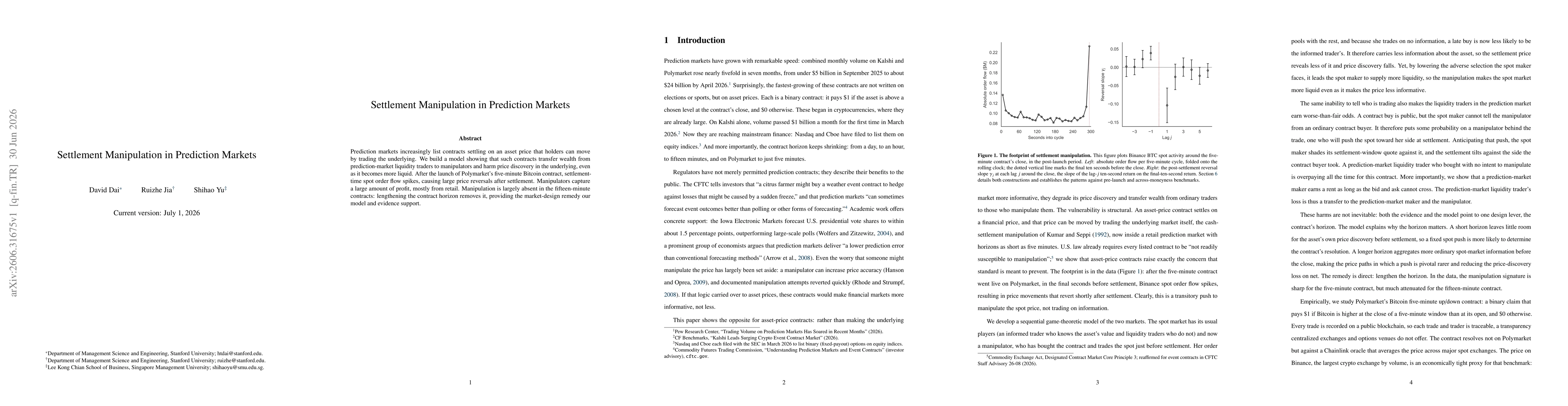 Thumbnail for Settlement Manipulation in Prediction Markets