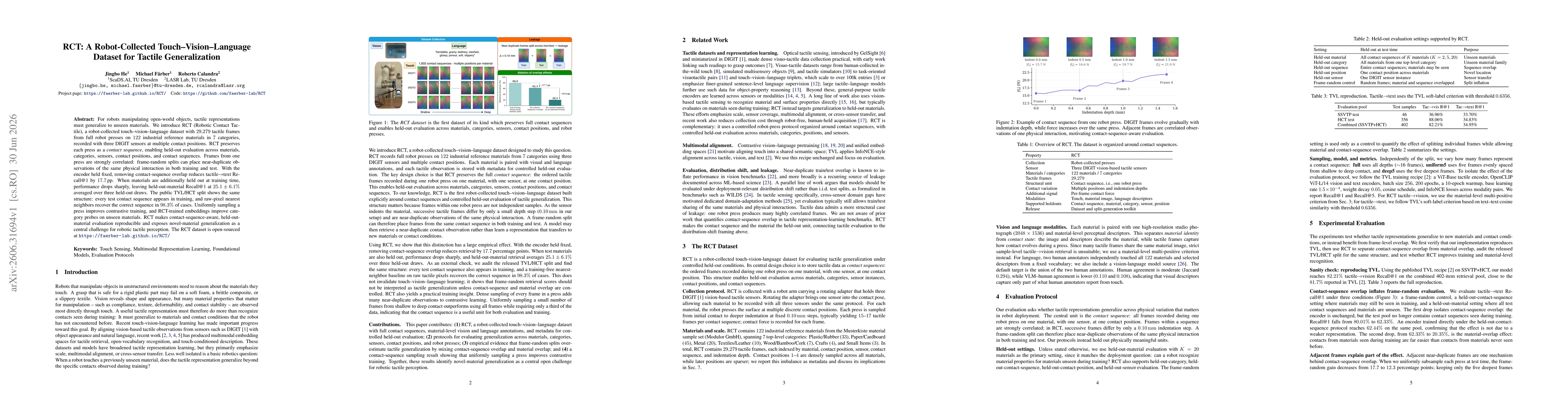 Thumbnail for RCT: A Robot-Collected Touch-Vision-Language Dataset for Tactile Generalization