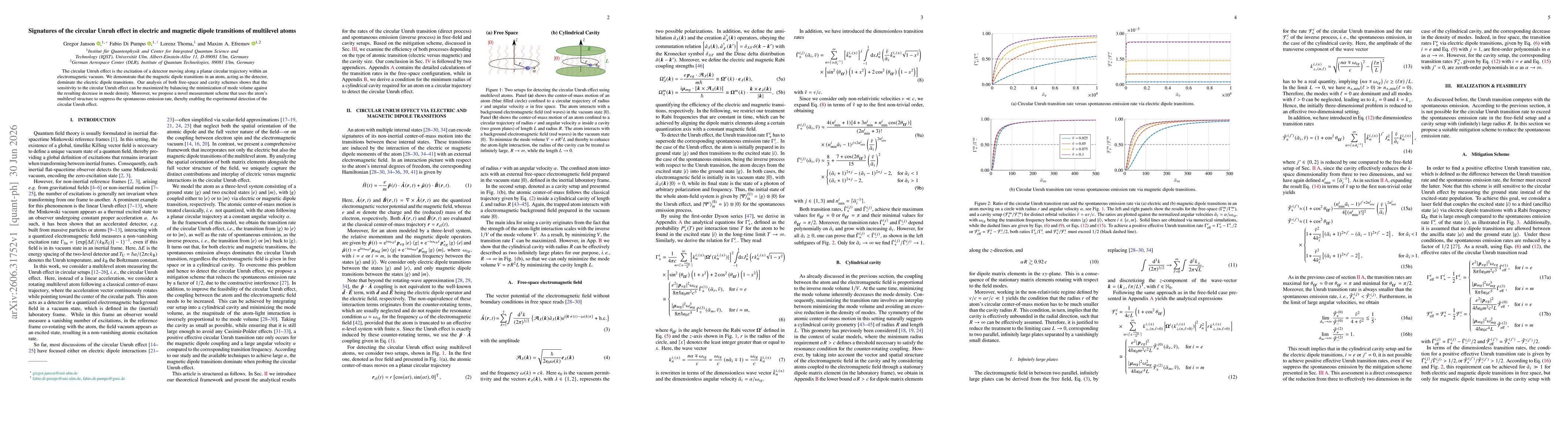 Thumbnail for Signatures of the circular Unruh effect in electric and magnetic dipole transitions of multilevel atoms