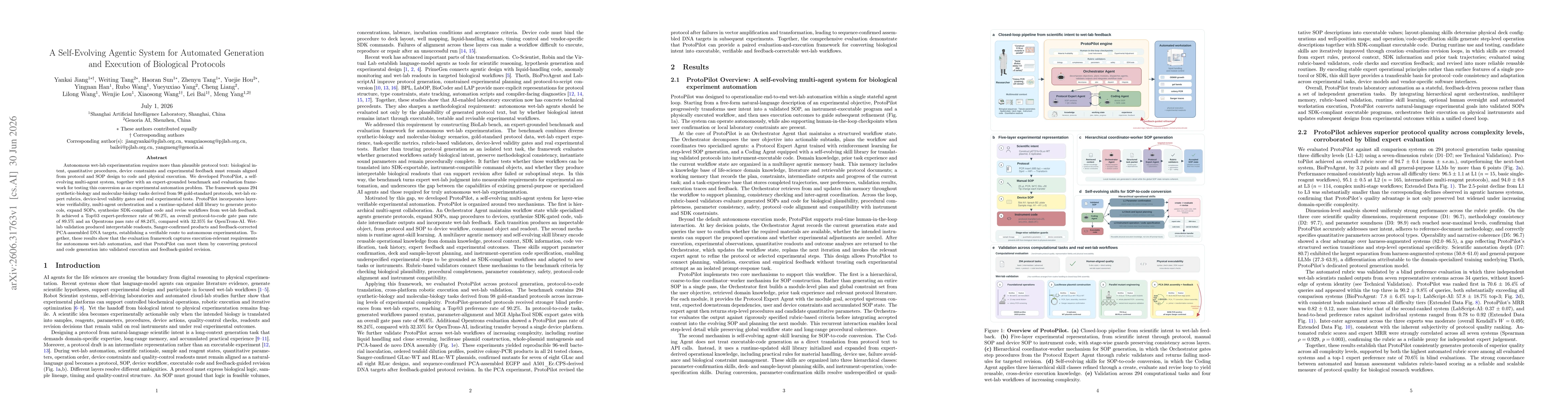 Thumbnail for A Self-Evolving Agentic System for Automated Generation and Execution of Biological Protocols