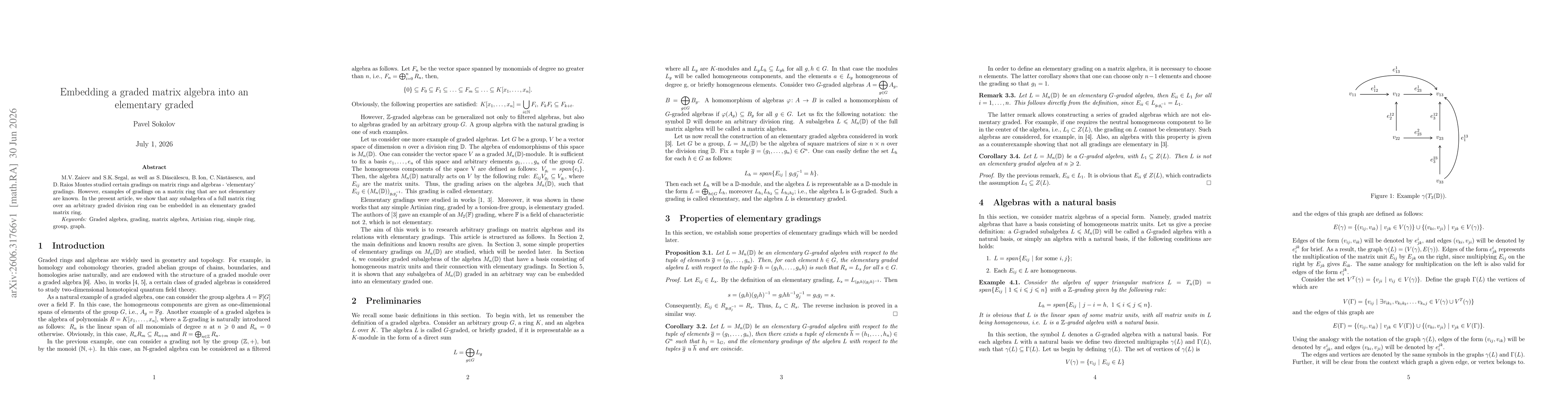 Thumbnail for Embedding a graded matrix algebra into an elementary graded