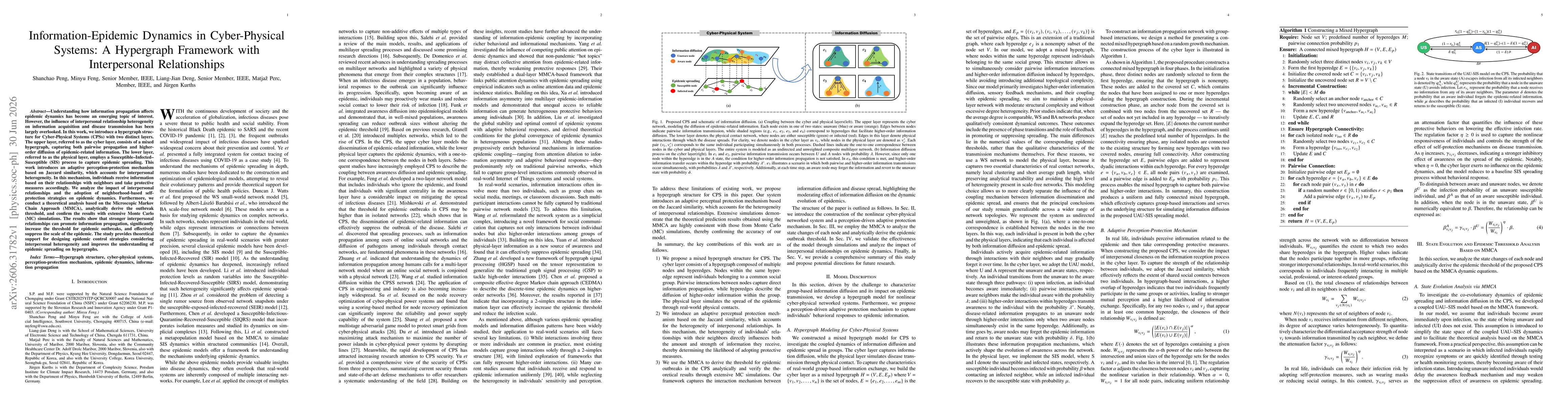 Thumbnail for Information-Epidemic Dynamics in Cyber-Physical Systems: A Hypergraph Framework with Interpersonal Relationships