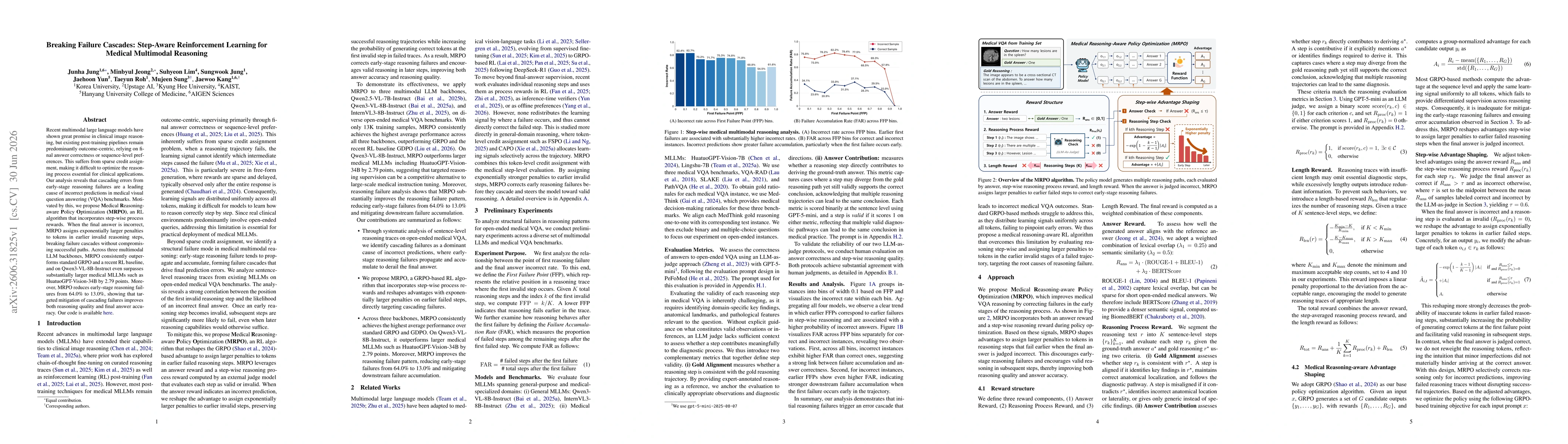 Thumbnail for Breaking Failure Cascades: Step-Aware Reinforcement Learning for Medical Multimodal Reasoning