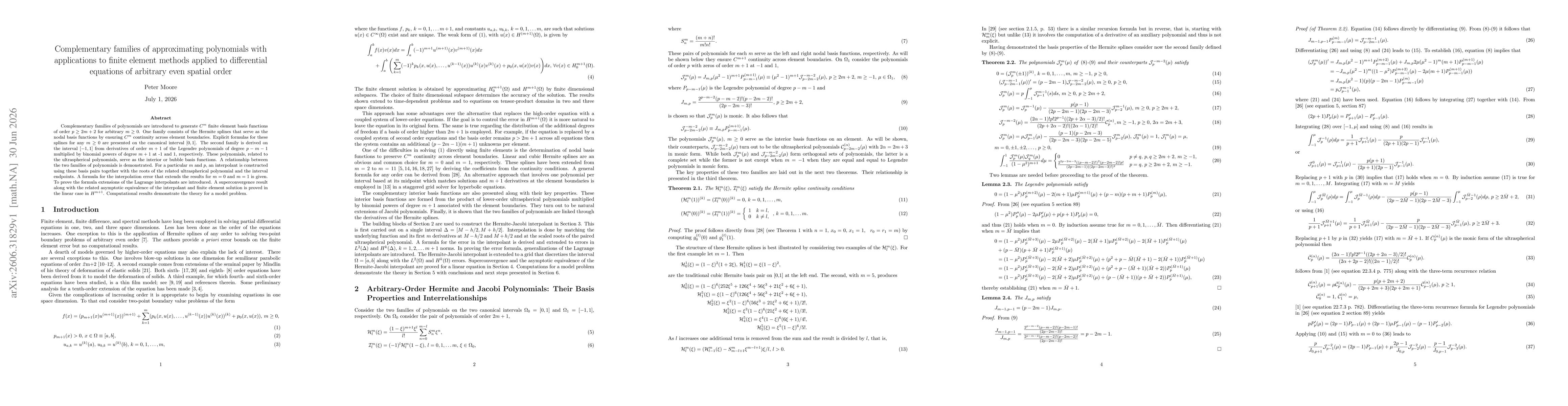 Thumbnail for Complementary families of approximating polynomials with applications to finite element methods applied to differential equations of arbitrary even spatial order