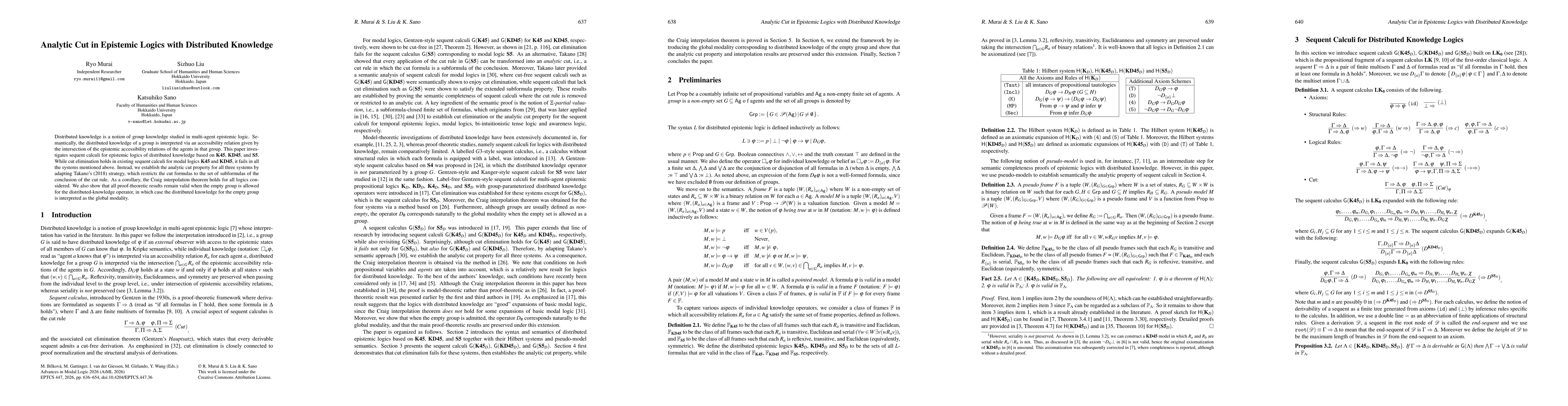 Thumbnail for Analytic Cut in Epistemic Logics with Distributed Knowledge