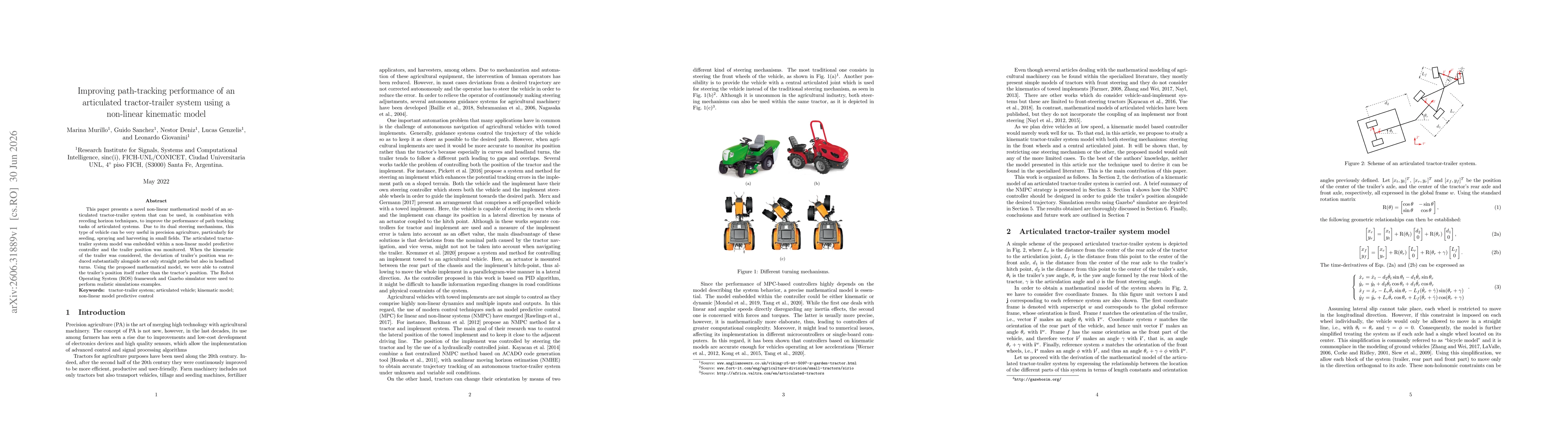Thumbnail for Improving path-tracking performance of an articulated tractor-trailer system using a non-linear kinematic model