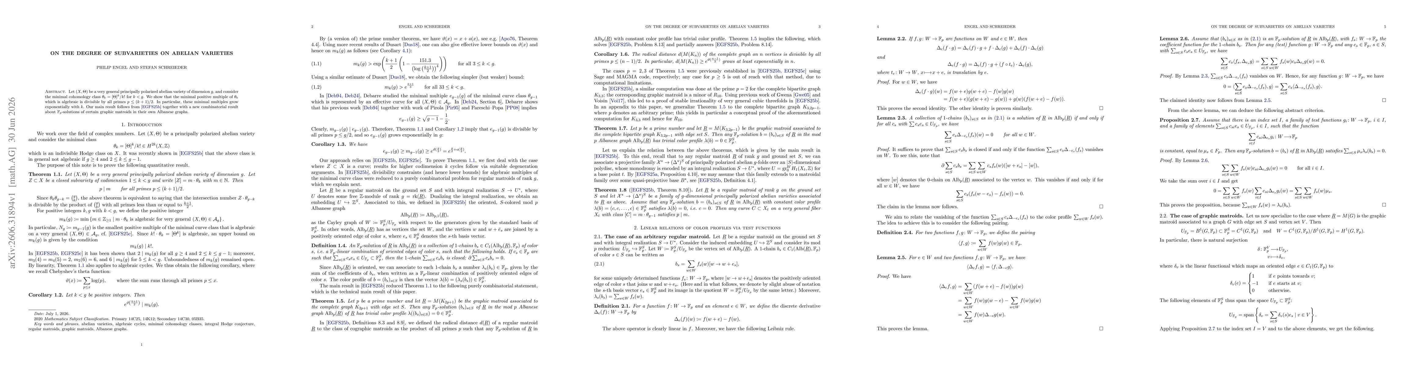 Thumbnail for On the degree of subvarieties on abelian varieties