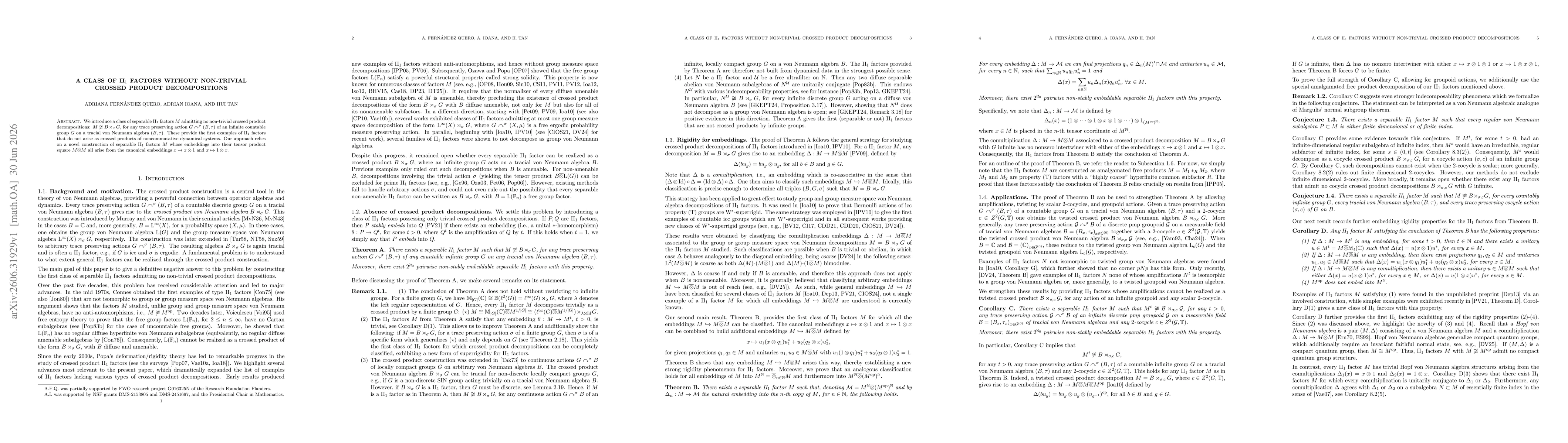 Thumbnail for A class of II$_1$ factors without non-trivial crossed product decompositions
