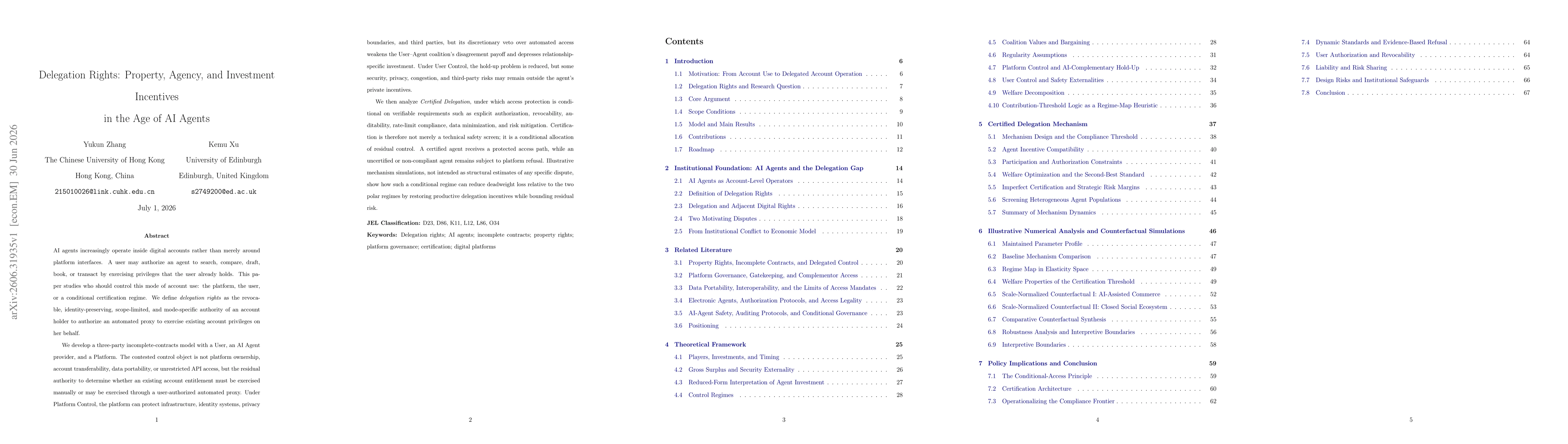Thumbnail for Delegation Rights: Property, Agency, and Investment Incentives in the Age of AI Agents
