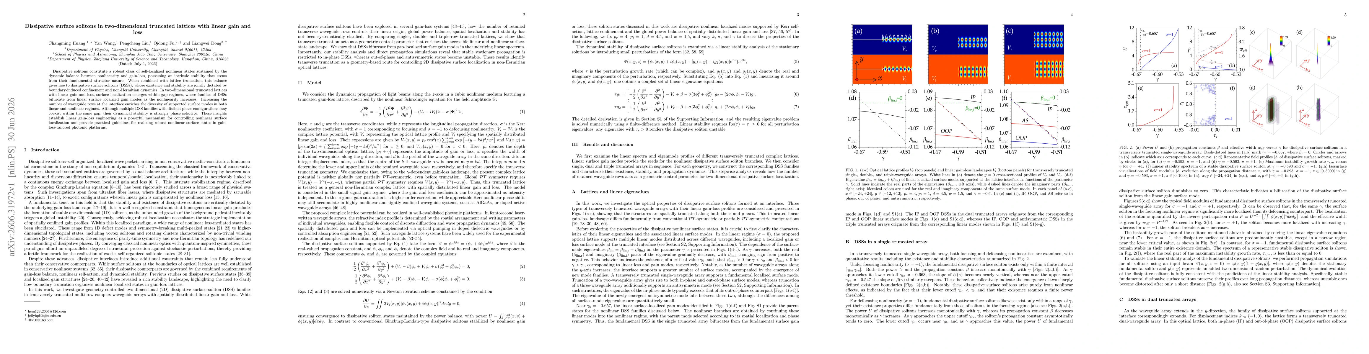 Thumbnail for Dissipative surface solitons in two-dimensional truncated lattices with linear gain and loss