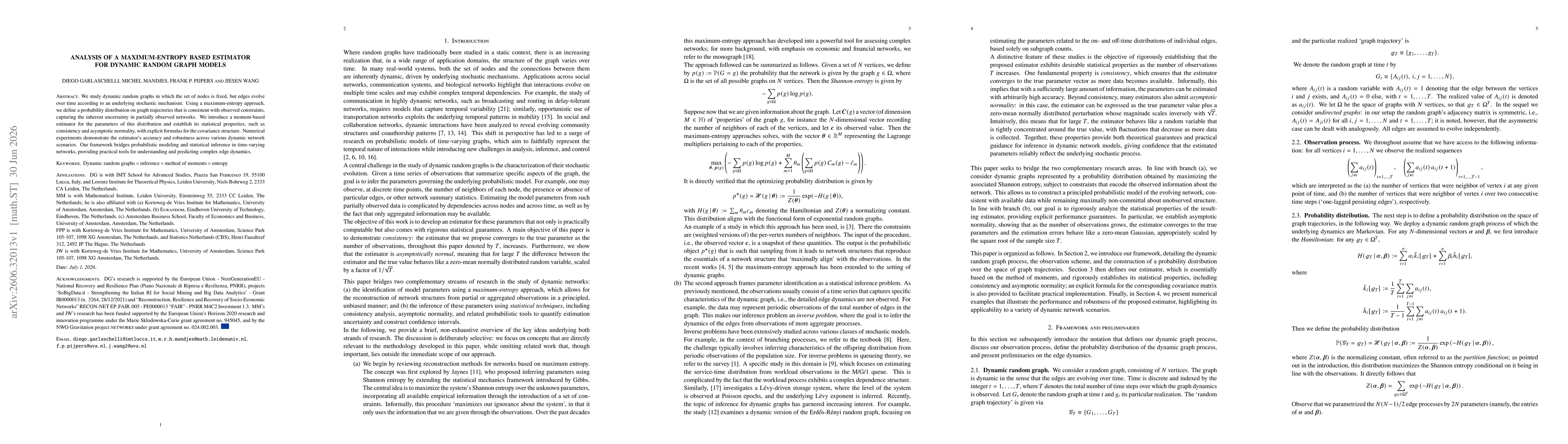 Thumbnail for Analysis of a maximum-entropy based estimator for dynamic random graph models