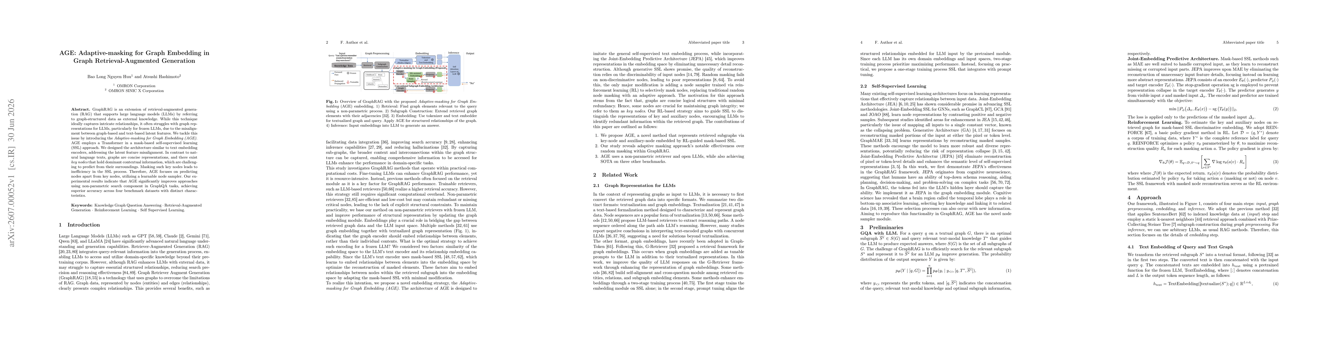 Thumbnail for AGE: Adaptive-masking for Graph Embedding in Graph Retrieval-Augmented Generation