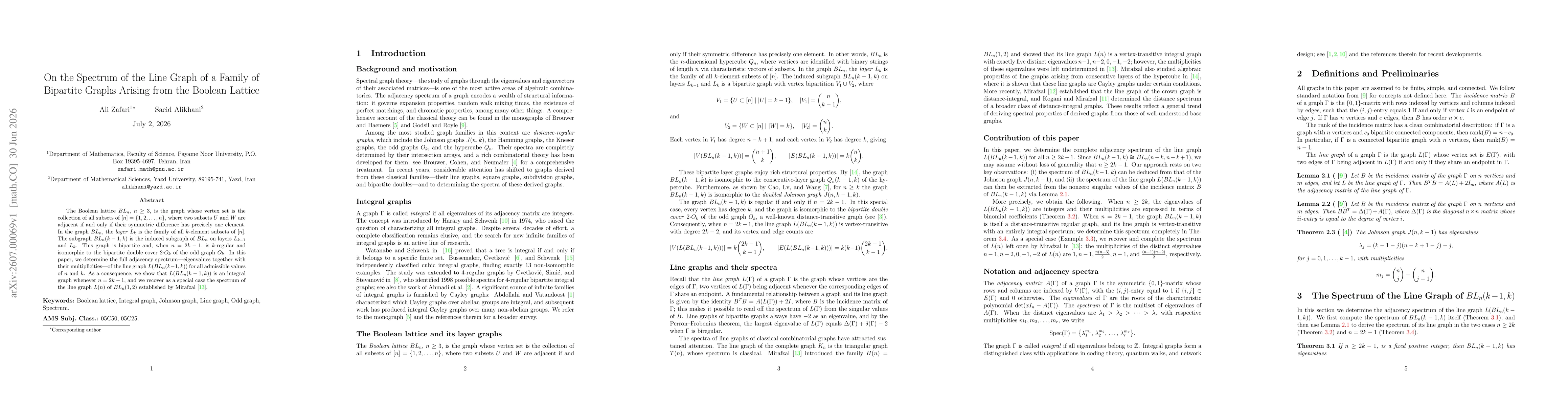 Thumbnail for On the Spectrum of the Line Graph of a Family of Bipartite Graphs Arising from the Boolean Lattice