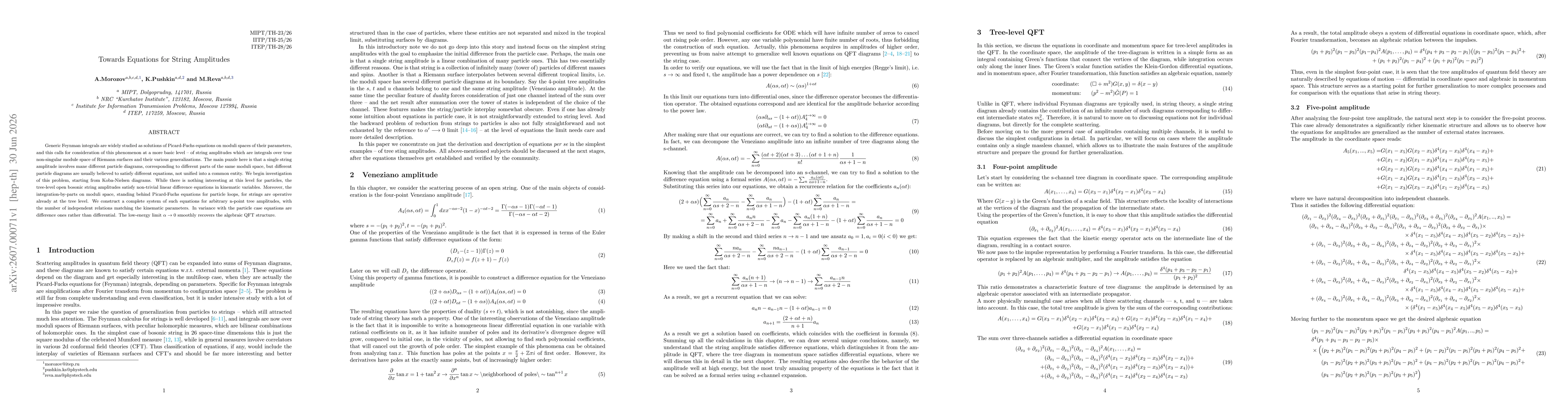 Thumbnail for Towards Equations for String Amplitudes
