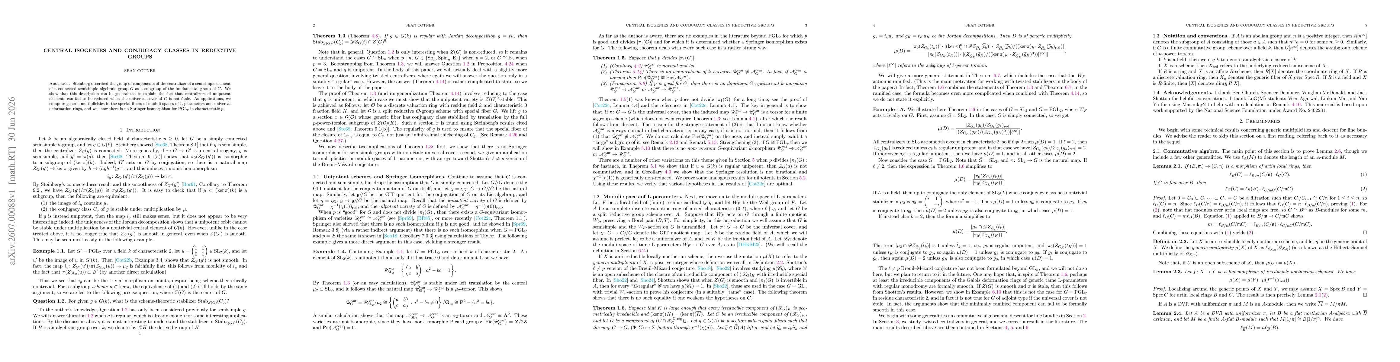 Thumbnail for Central isogenies and conjugacy classes in reductive groups
