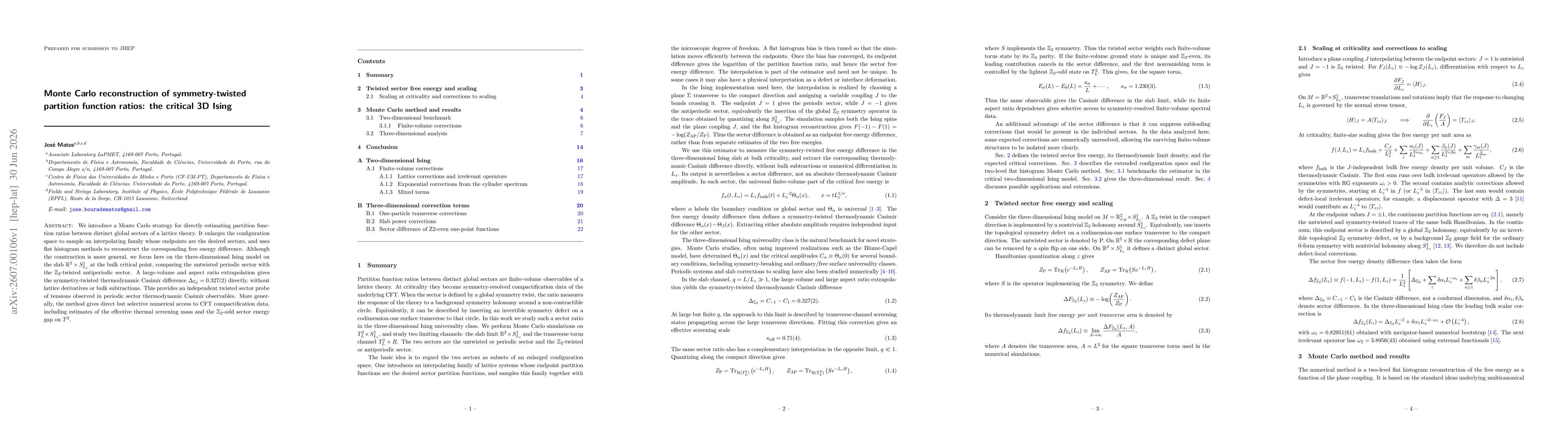 Thumbnail for Monte Carlo reconstruction of symmetry-twisted partition function ratios: the critical 3D Ising