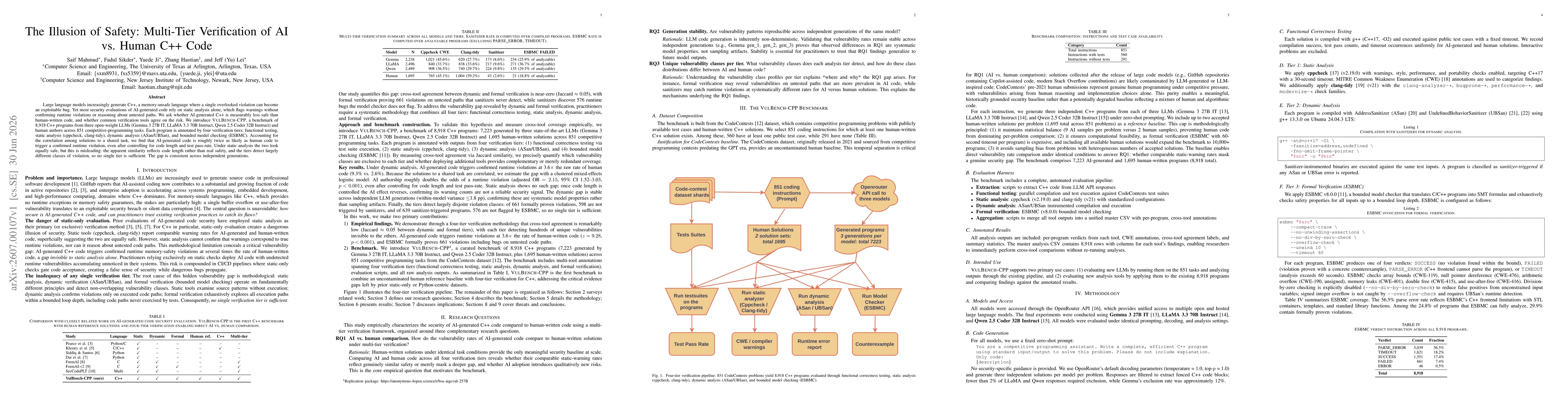 Thumbnail for The Illusion of Safety: Multi-Tier Verification of AI vs. Human C++ Code