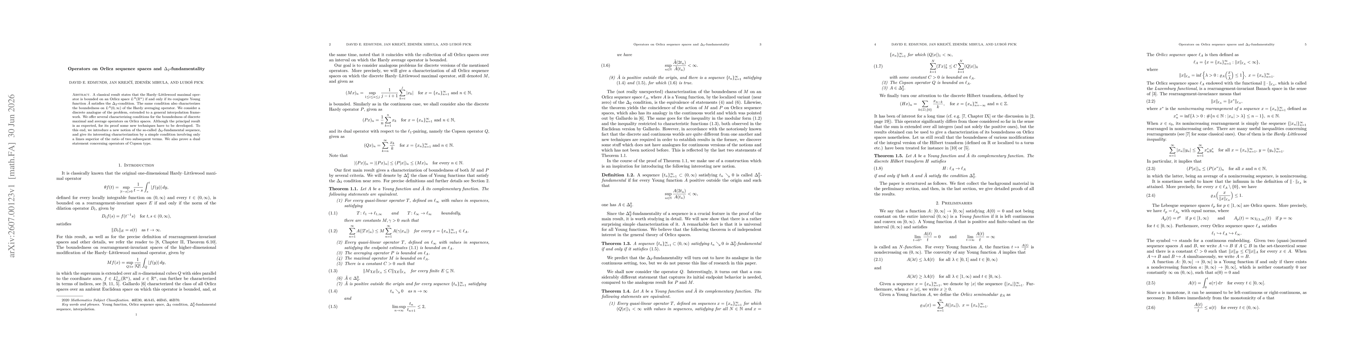 Thumbnail for Operators on Orlicz sequence spaces and $Δ_2$-fundamentality