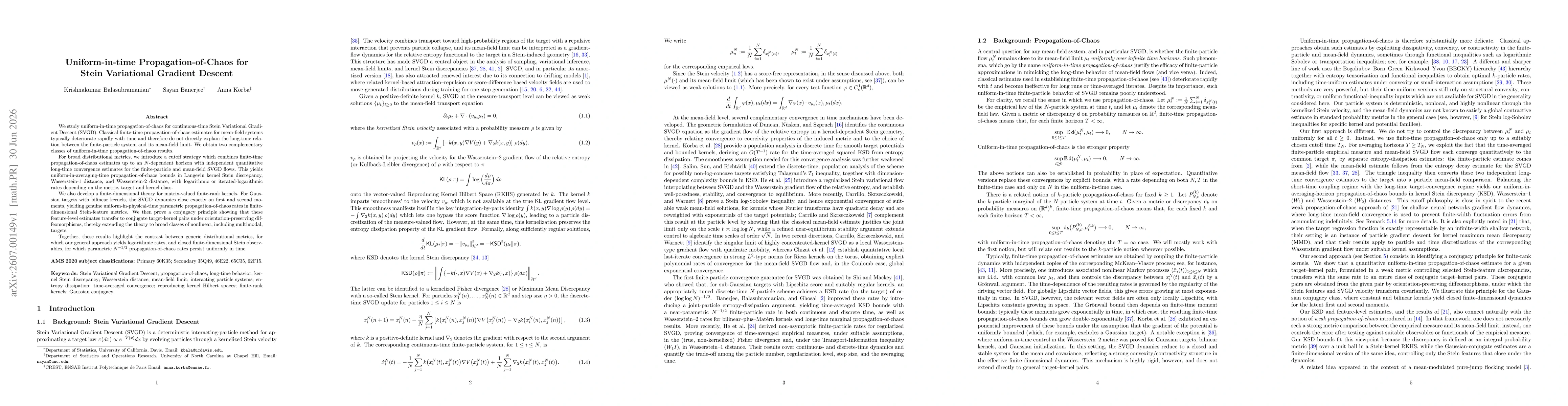 Thumbnail for Uniform-in-time Propagation-of-Chaos for Stein Variational Gradient Descent