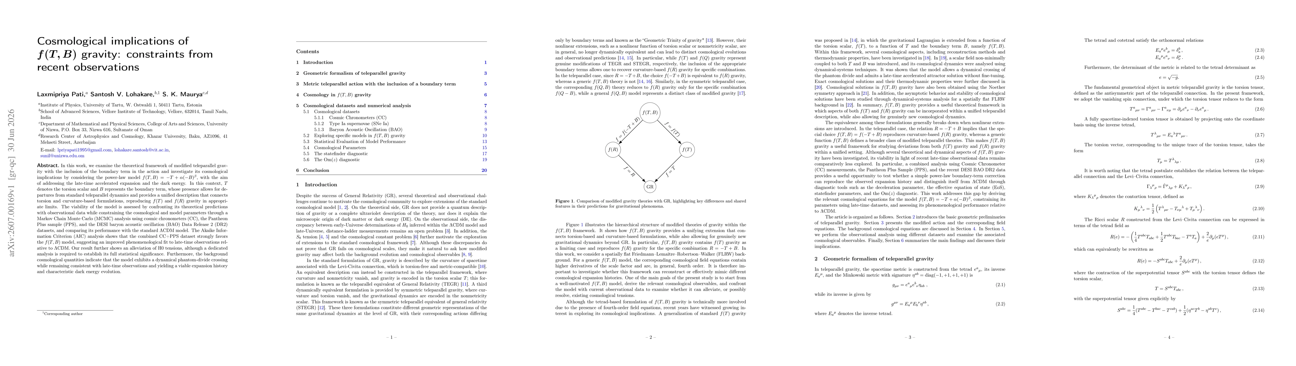 Thumbnail for Cosmological implications of f(T, B) gravity: constraints from recent observations