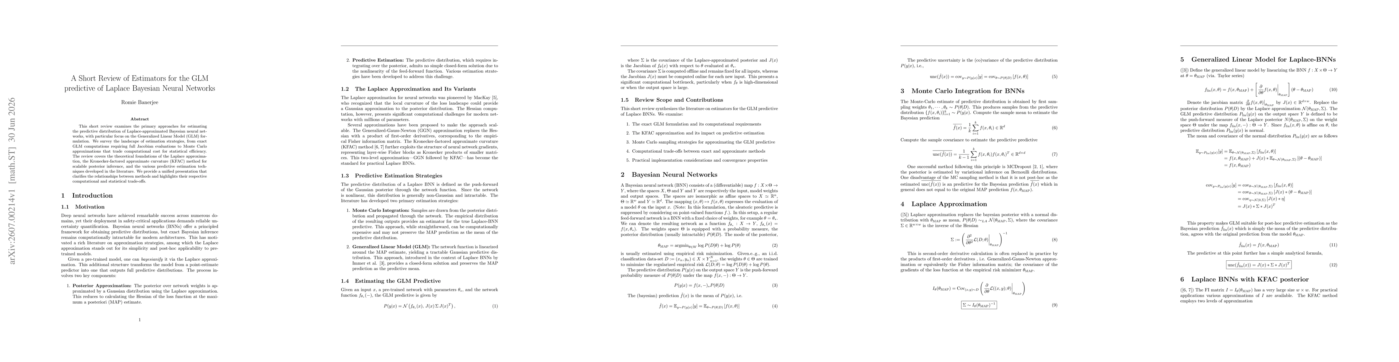 Thumbnail for A Short Review of Estimators for the GLM predictive of Laplace Bayesian Neural Networks