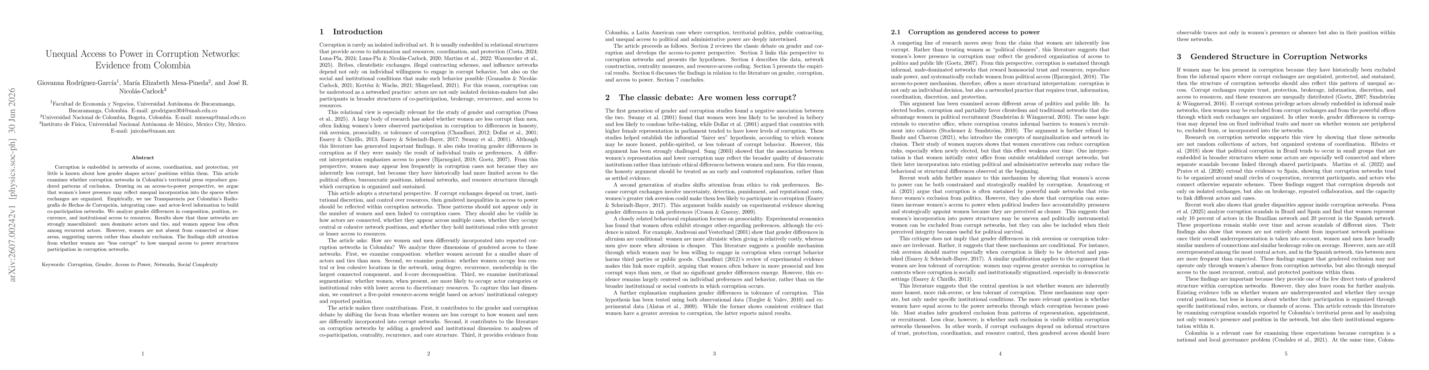 Thumbnail for Unequal Access to Power in Corruption Networks: Evidence from Colombia