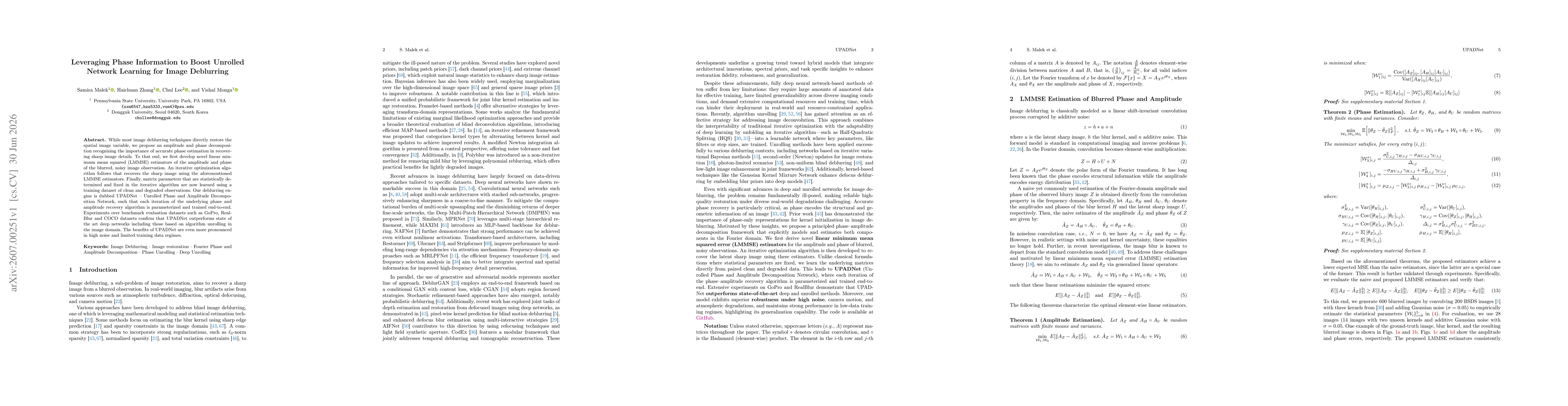 Thumbnail for Leveraging Phase Information to Boost Unrolled Network Learning for Image Deblurring
