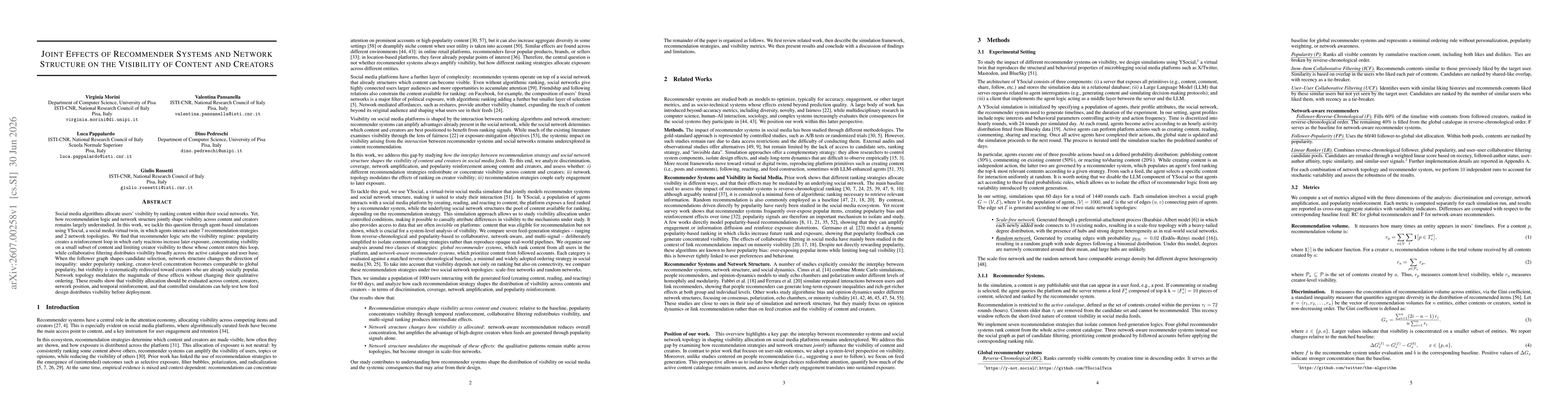 Thumbnail for Joint Effects of Recommender Systems and Network Structure on the Visibility of Content and Creators