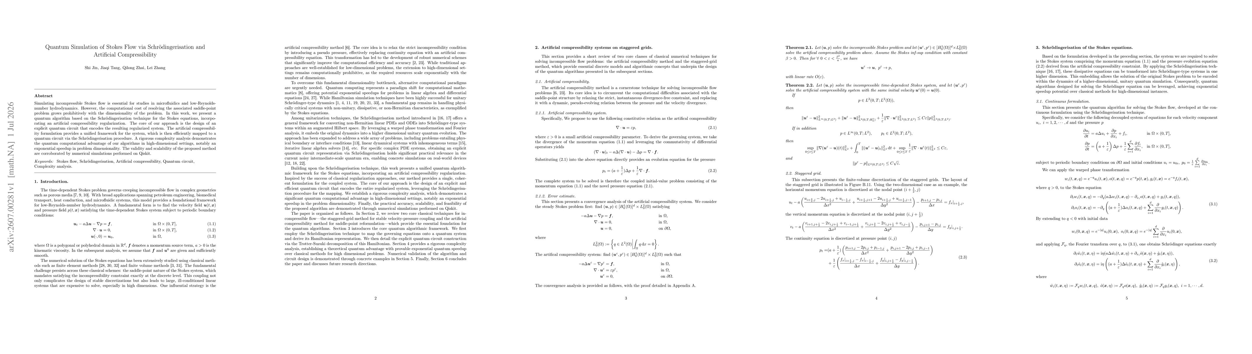 Thumbnail for Quantum Simulation of Stokes Flow via Schrödingerisation and Artificial Compressibility