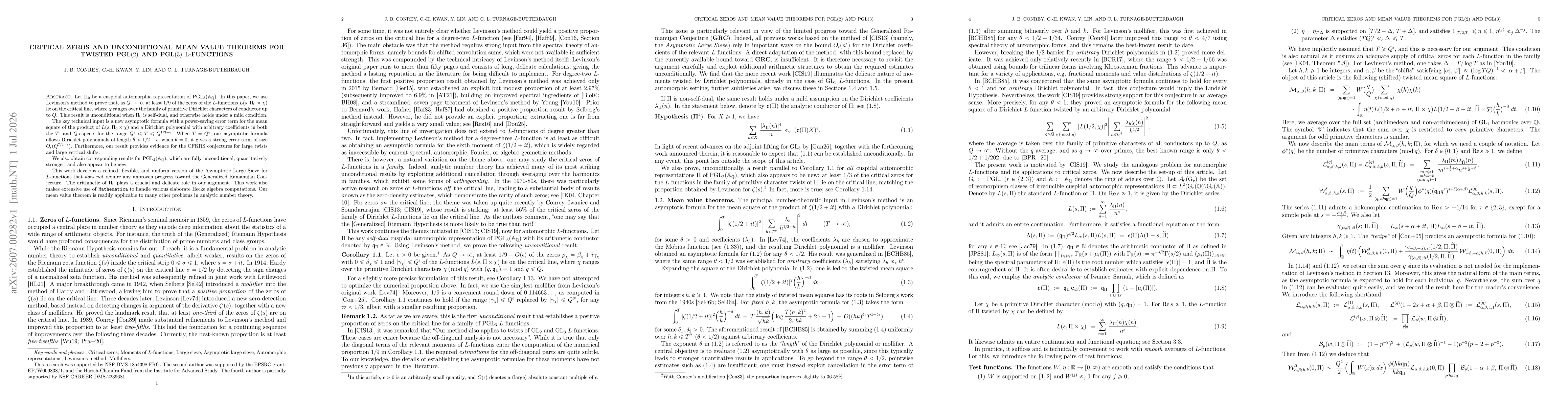 Thumbnail for Critical Zeros and Unconditional Mean Value Theorems for twisted $\hbox{PGL}(2)$ and $\hbox{PGL}(3)$ $\mathrm{L}$-functions