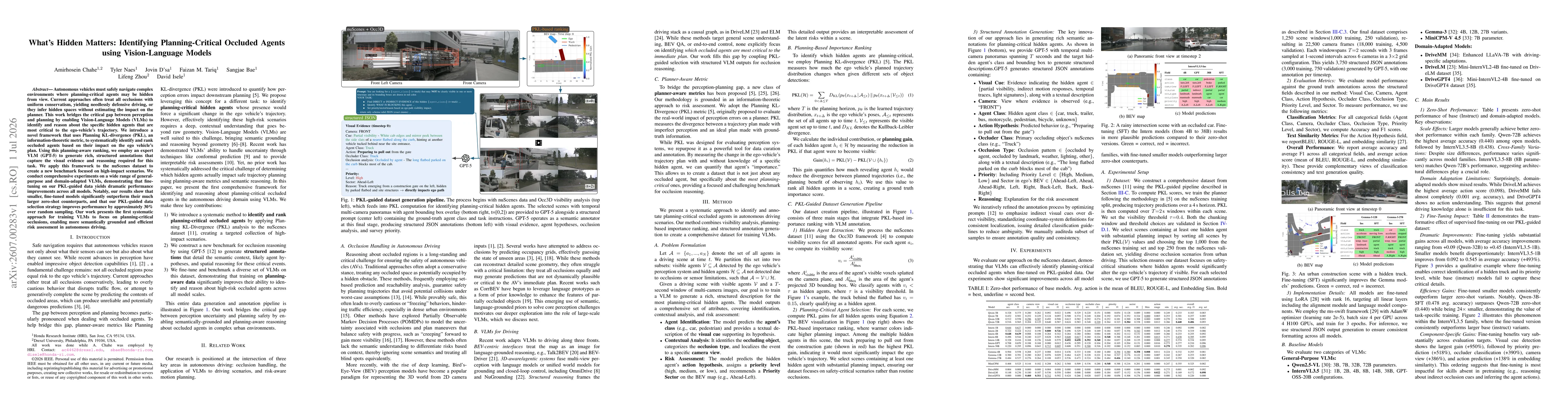 Thumbnail for What's Hidden Matters: Identifying Planning-Critical Occluded Agents using Vision-Language Models