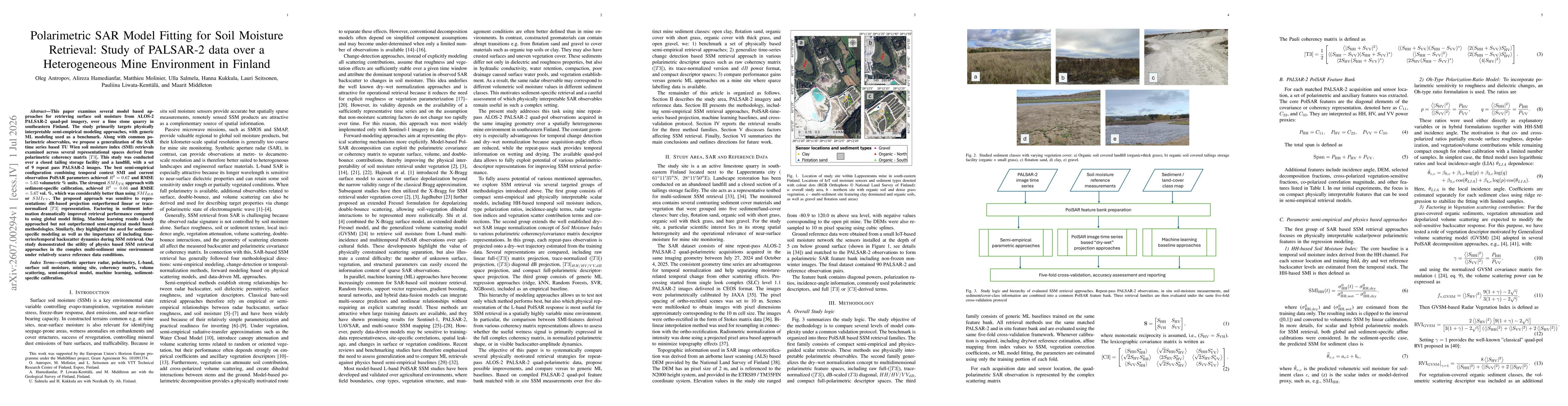Thumbnail for Polarimetric SAR Model Fitting for Soil Moisture Retrieval: Study of PALSAR-2 data over a Heterogeneous Mine Environment in Finland