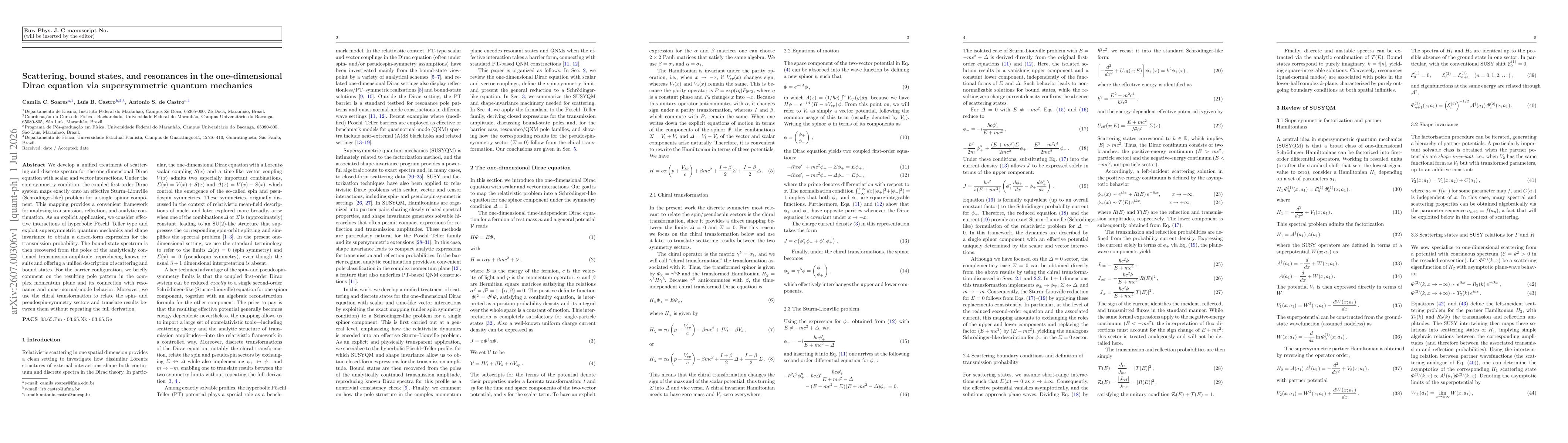 Thumbnail for Scattering, bound states, and resonances in the one-dimensional Dirac equation via supersymmetric quantum mechanics