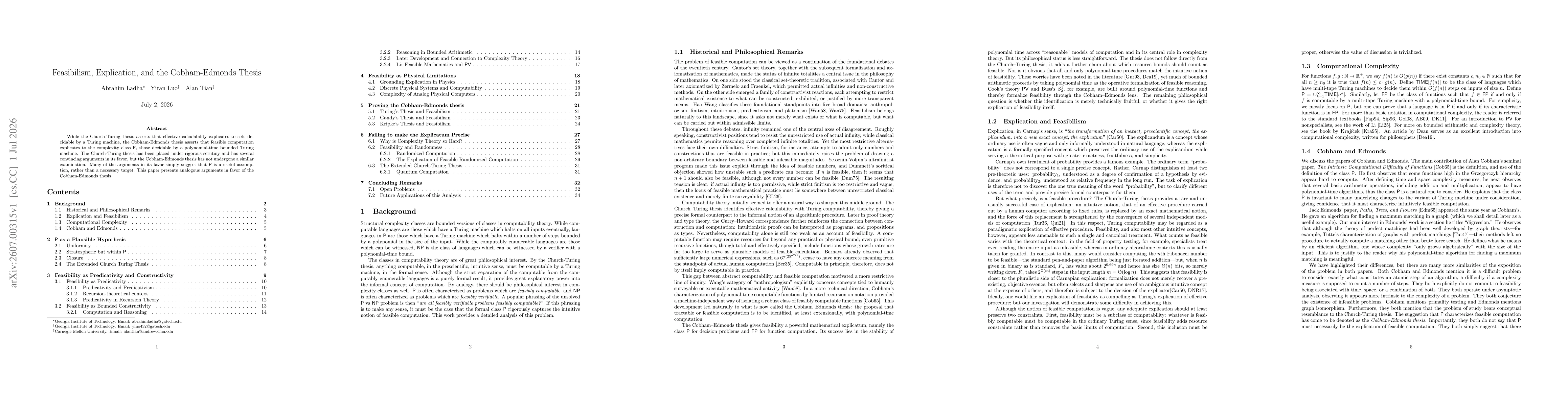 Thumbnail for Feasibilism, Explication, and the Cobham-Edmonds Thesis