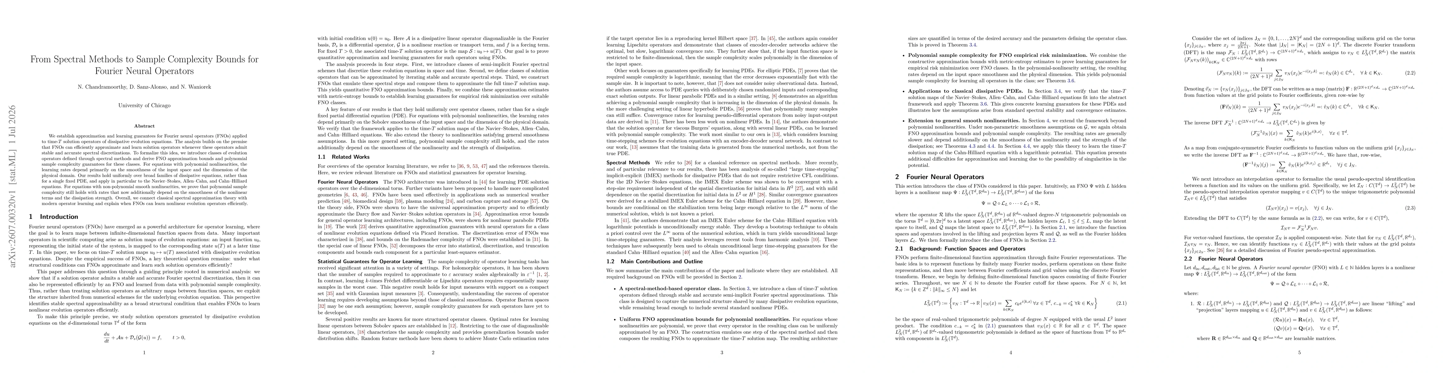 Thumbnail for From Spectral Methods to Sample Complexity Bounds for Fourier Neural Operators