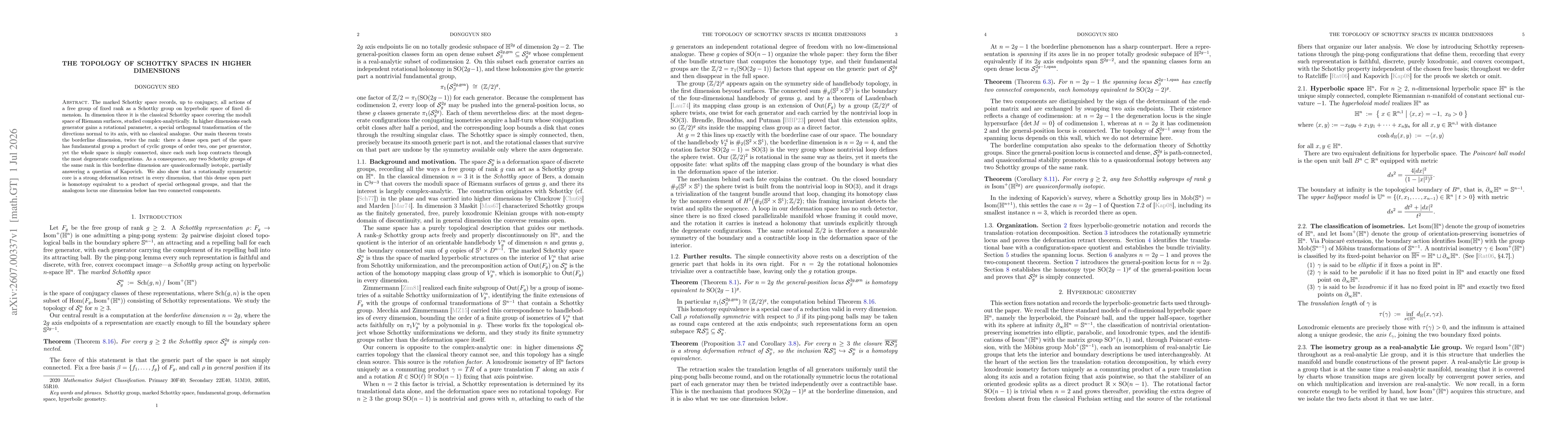 Thumbnail for The topology of Schottky spaces in higher dimensions