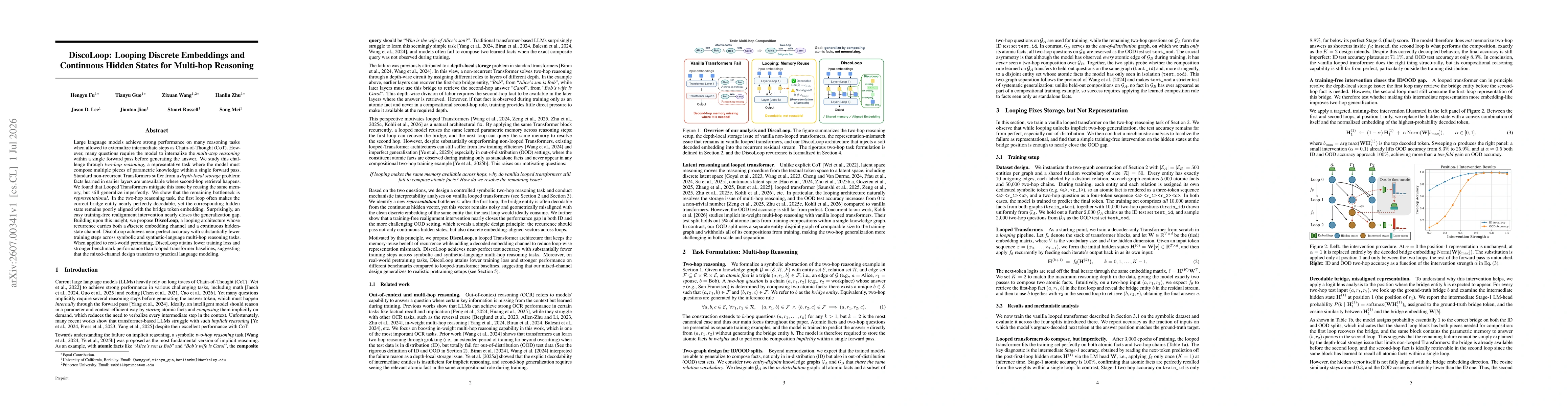 Thumbnail for DiscoLoop: Looping Discrete Embeddings and Continuous Hidden States for Multi-hop Reasoning